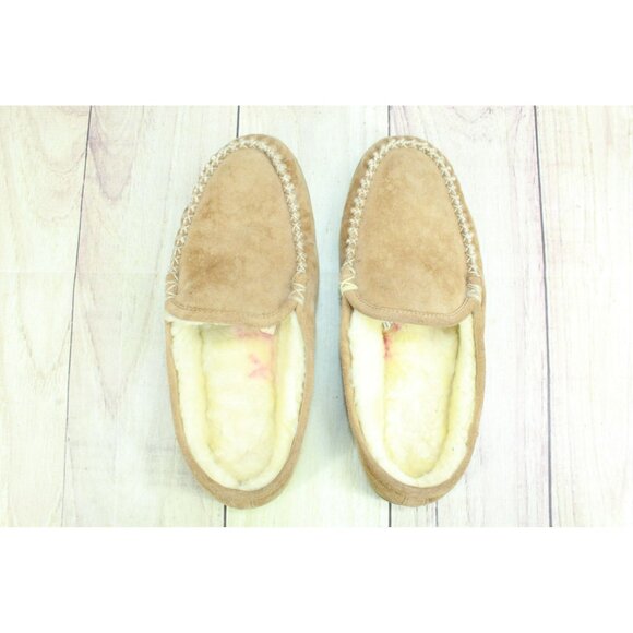 LL Bean Brown Suede Wicked Good Shearling Lined Moccasin Slipper Scuffs 9 M - Picture 7 of 9